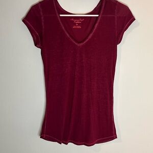 American Eagle Outfitters Red Fitted Short Sleeve Tee